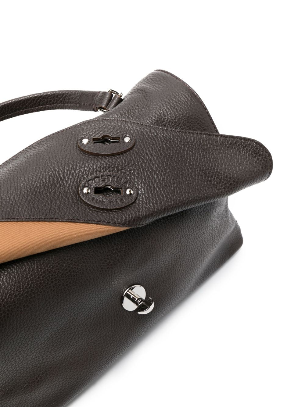 Zanellato Postina Daily Small Grained Calf Leather Handbag Brown