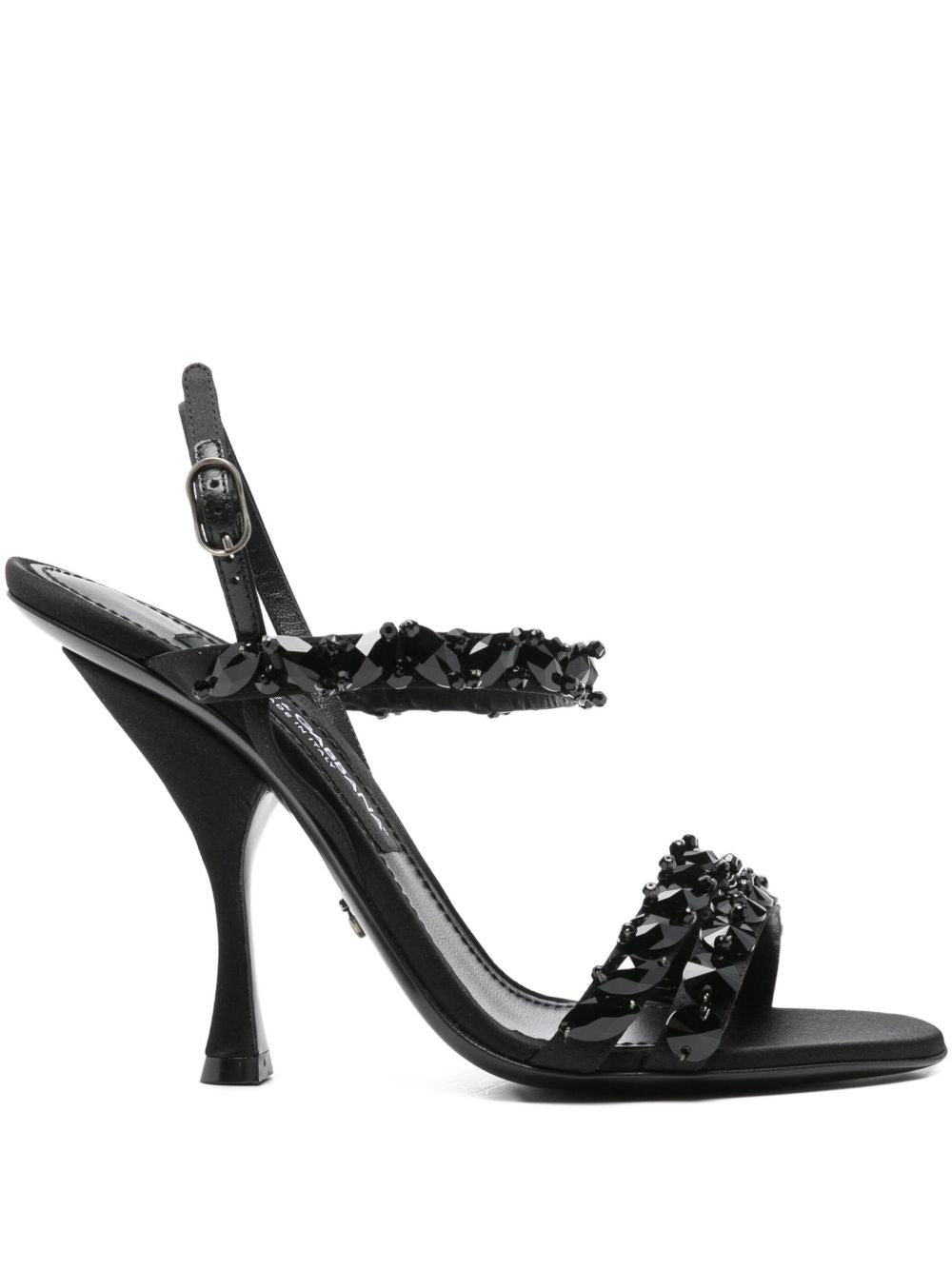 dolce & gabbana embroidered satin sandals black black