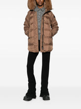 Peuterey Quilted Longline Hooded Puffer Coat Brown Brown