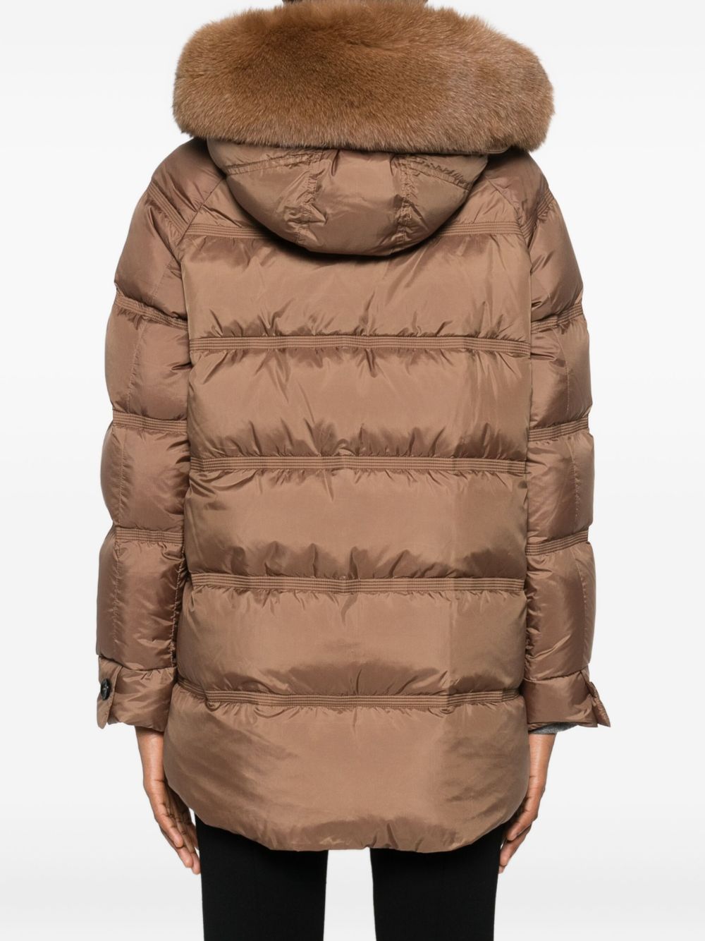 Peuterey Quilted Longline Hooded Puffer Coat Brown Brown