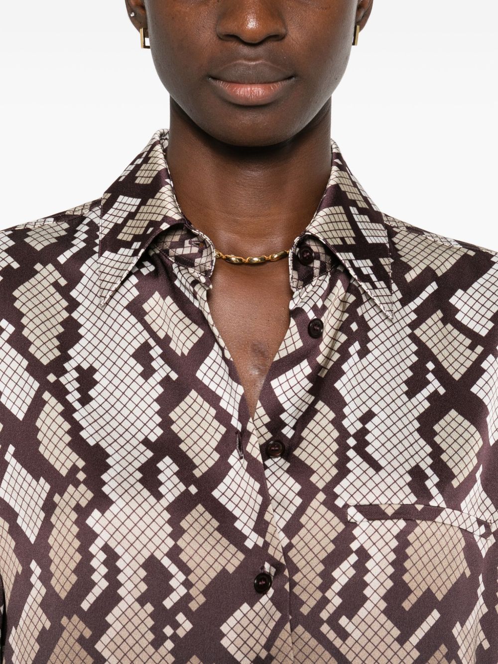 Stella McCartney Snake-Print Viscose Shirt Ivory