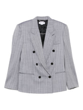 Stella McCartney Double-Breasted Pinstripe Wool Jacket Grey