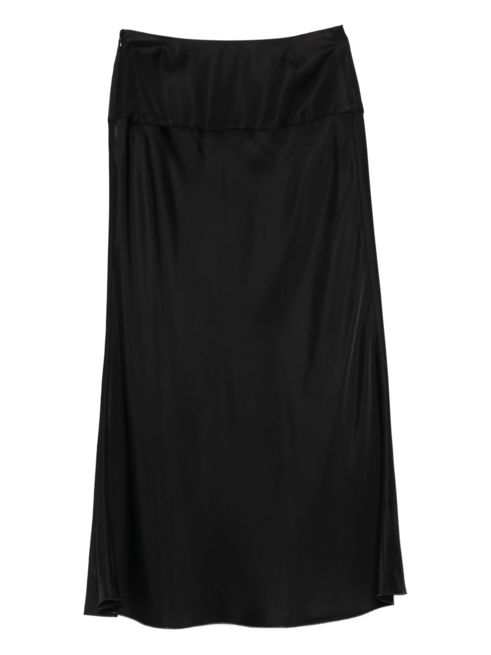 Emporio Armani Asymmetrical Wool Blend Midi Skirt Black