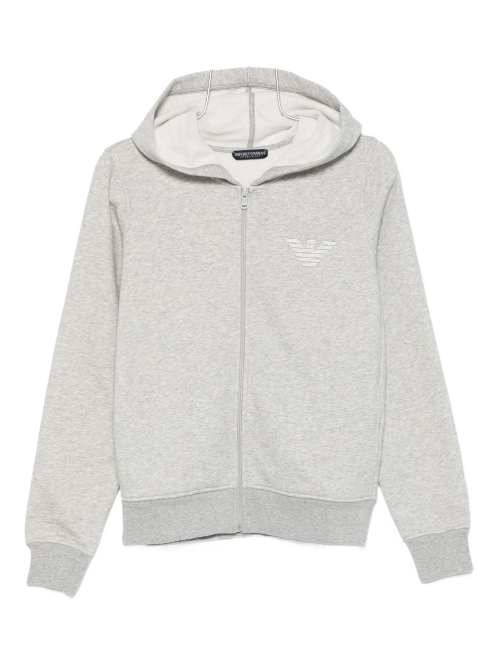 Emporio Armani Grey Cotton-Blend Sweater with Signature Logo Grey