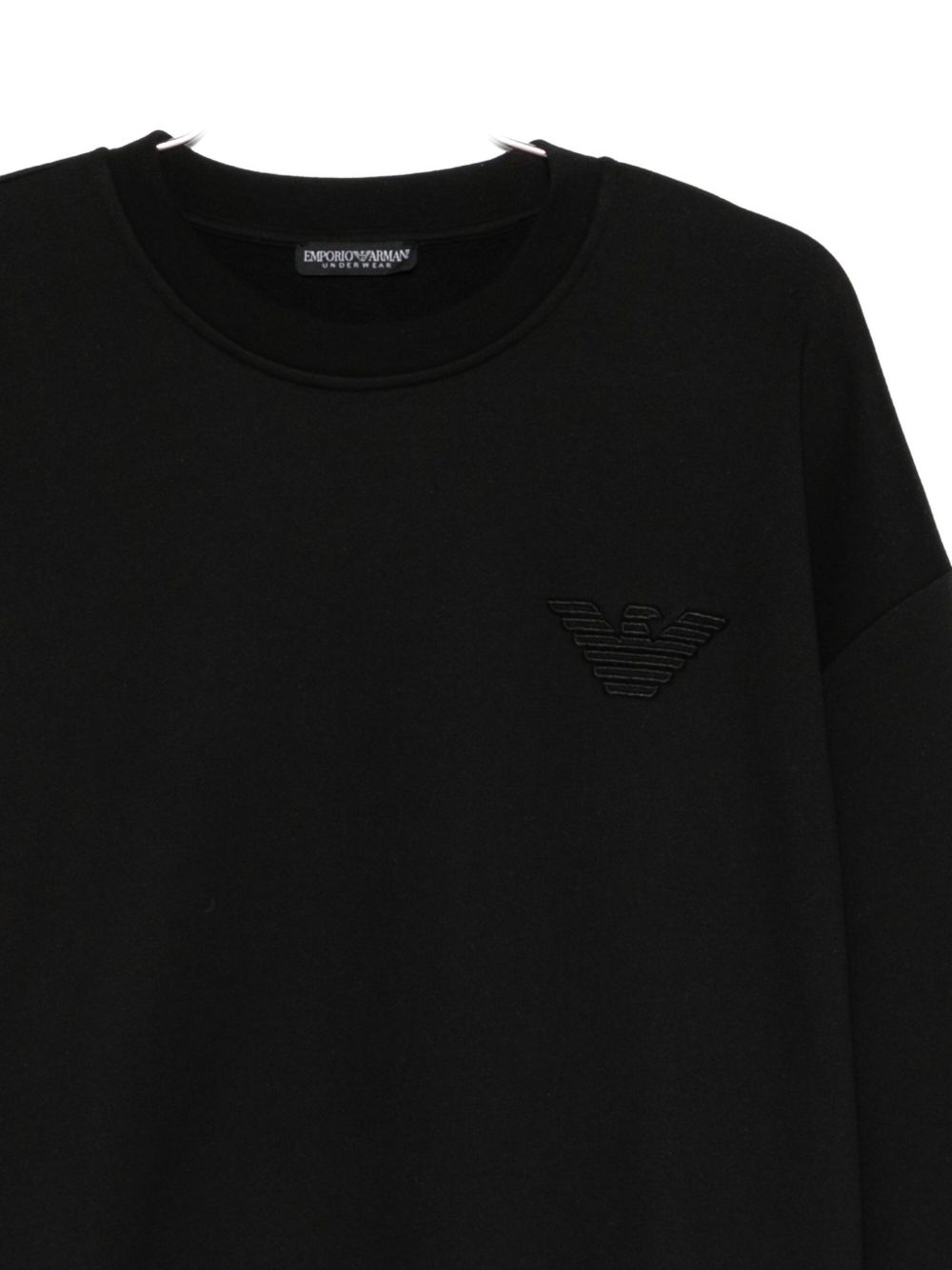 Emporio Armani Fine-Knit Black Sweater with Subtle Logo Detailing Black