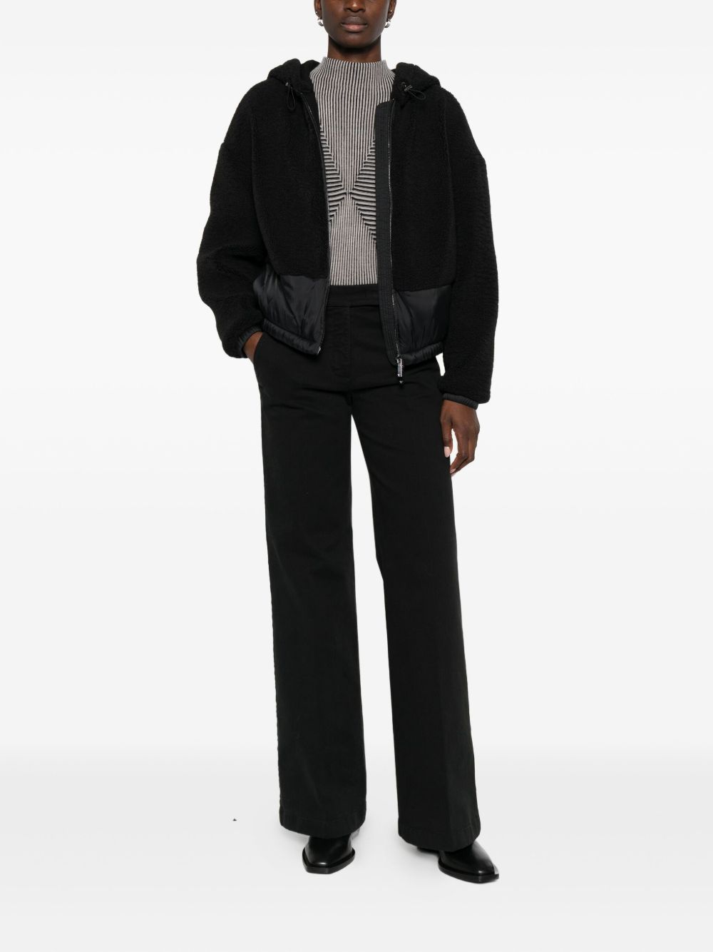 Emporio Armani Double-Breasted Longline Coat in Black Black