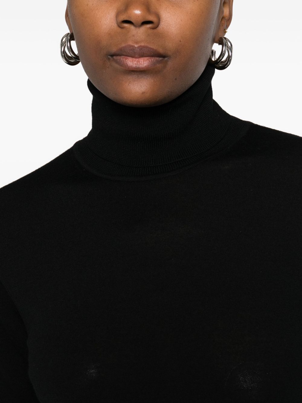 Forte Forte Ribbed Panelled Turtleneck Sweater Black Black
