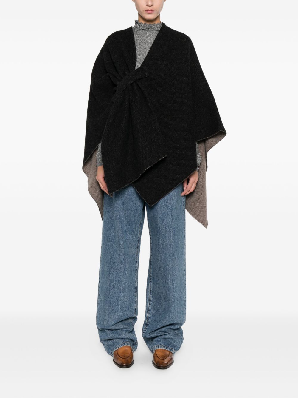 Emporio Armani Wool Cape Black black
