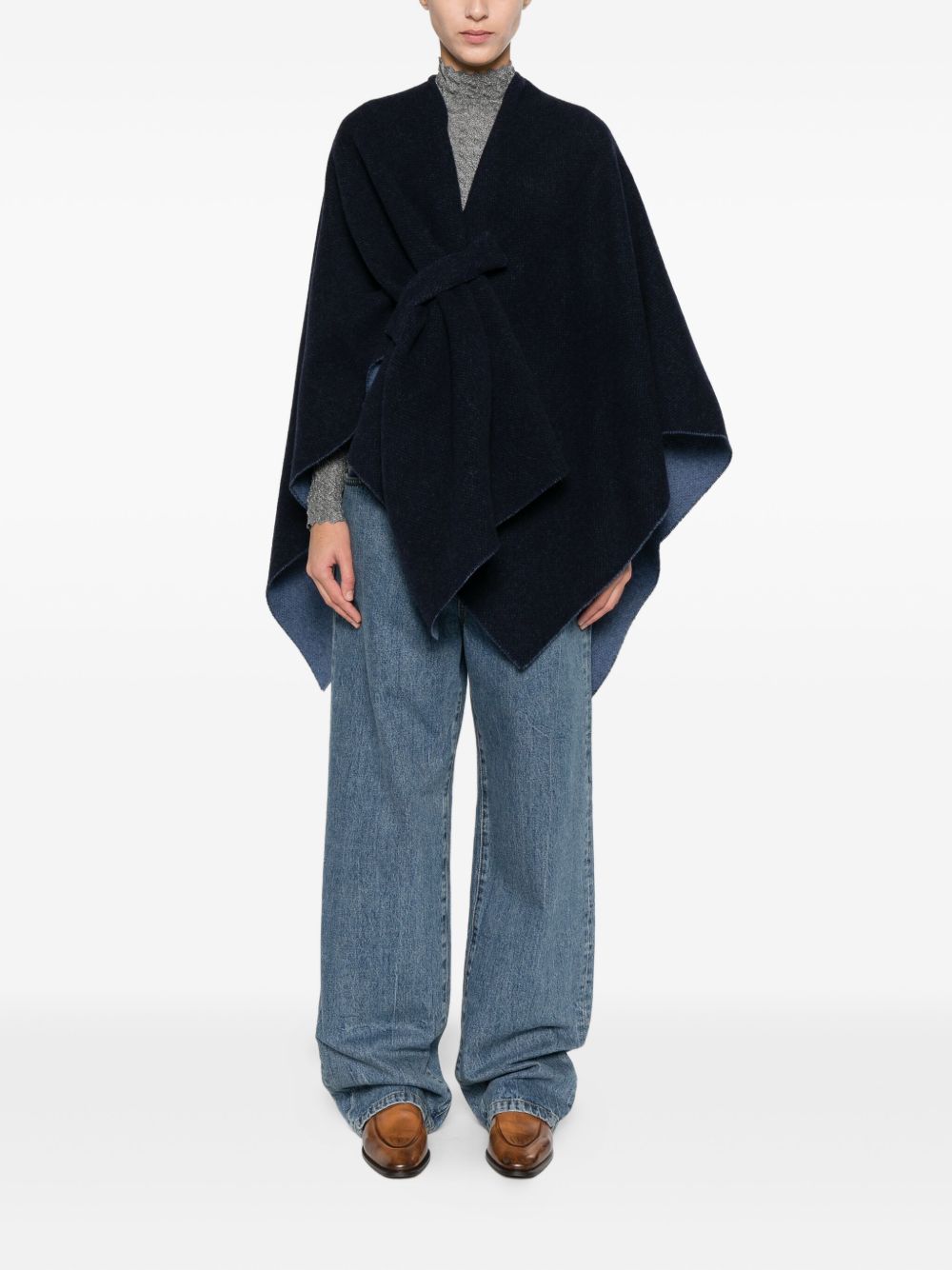 Emporio Armani Wool Cape in Blue