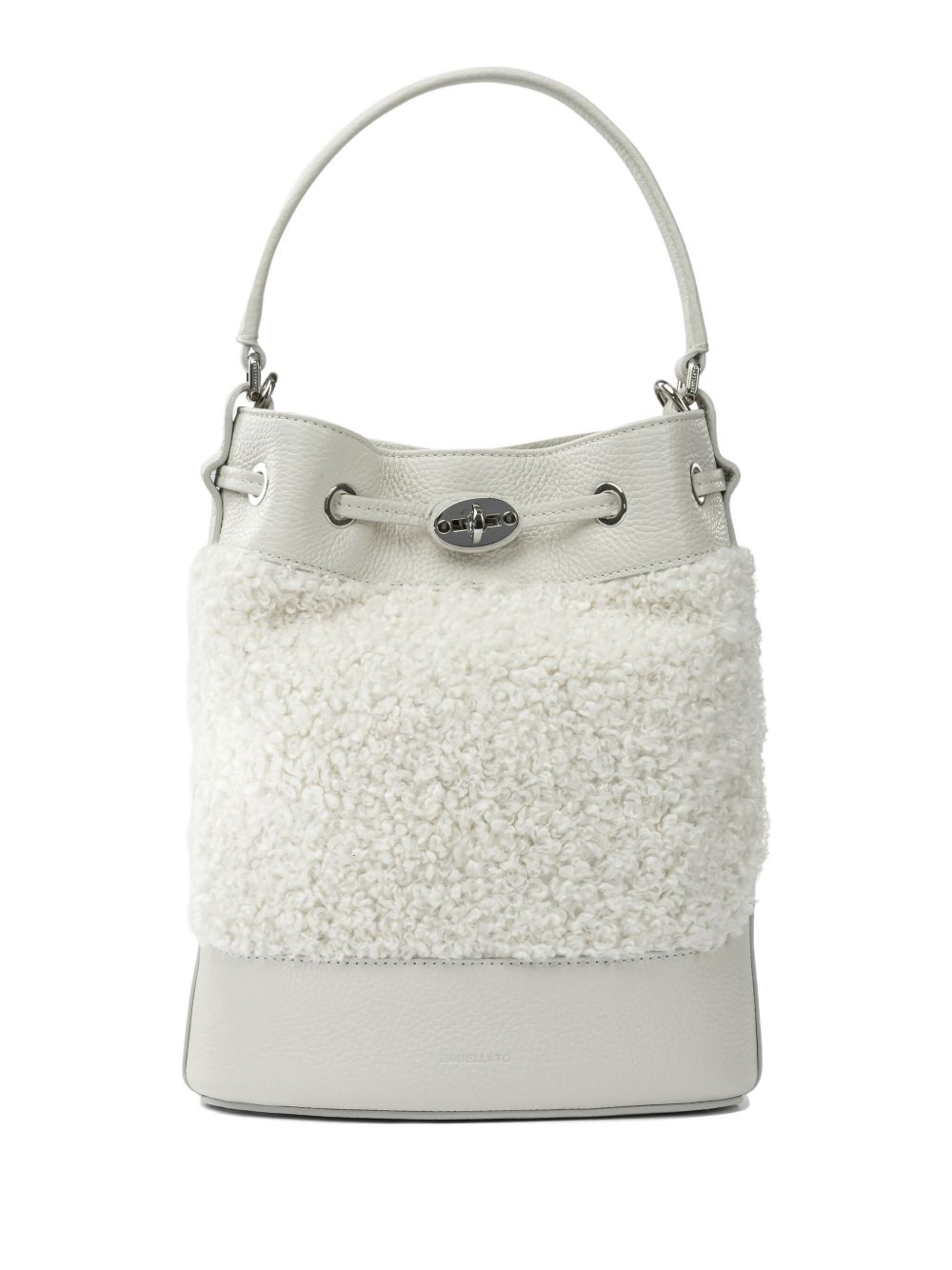 Zanellato Mondà Dolly Small Leather and Fur-Panel Bucket Bag White White