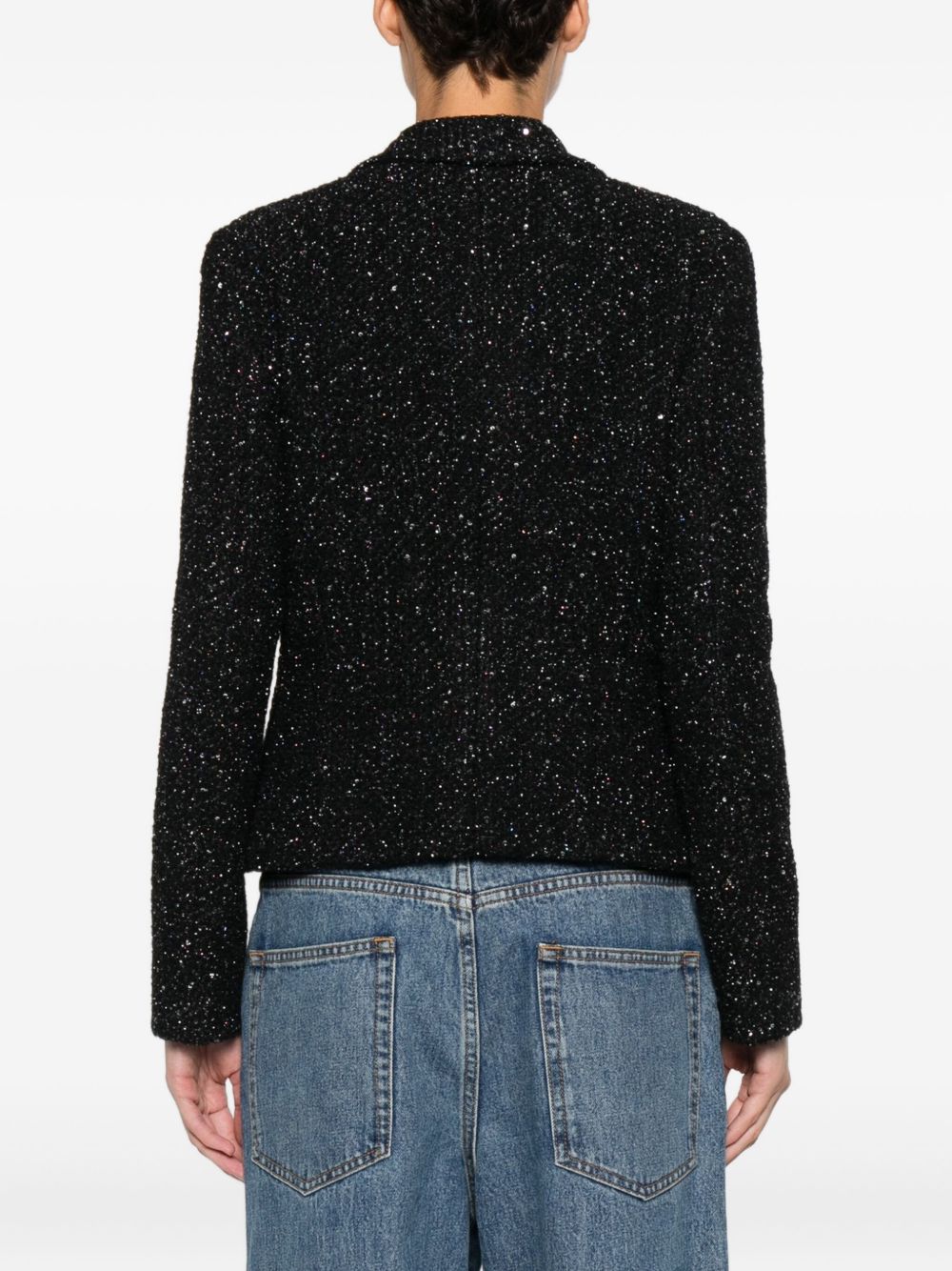 Emporio Armani Lurex Single-Breasted Wool-Blend Blazer Black Black