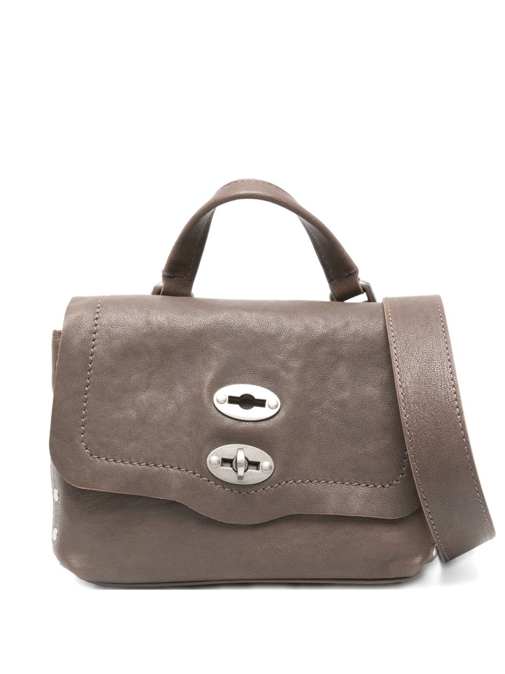 Zanellato Postina Baby Tabacco Leather Handbag Grey