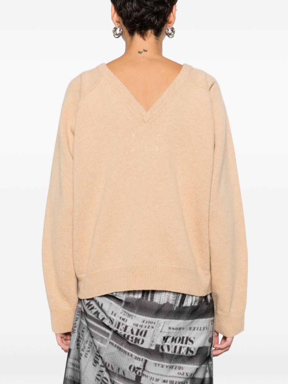 Maison Margiela Crewneck Wool Fine Knit Sweater Camel