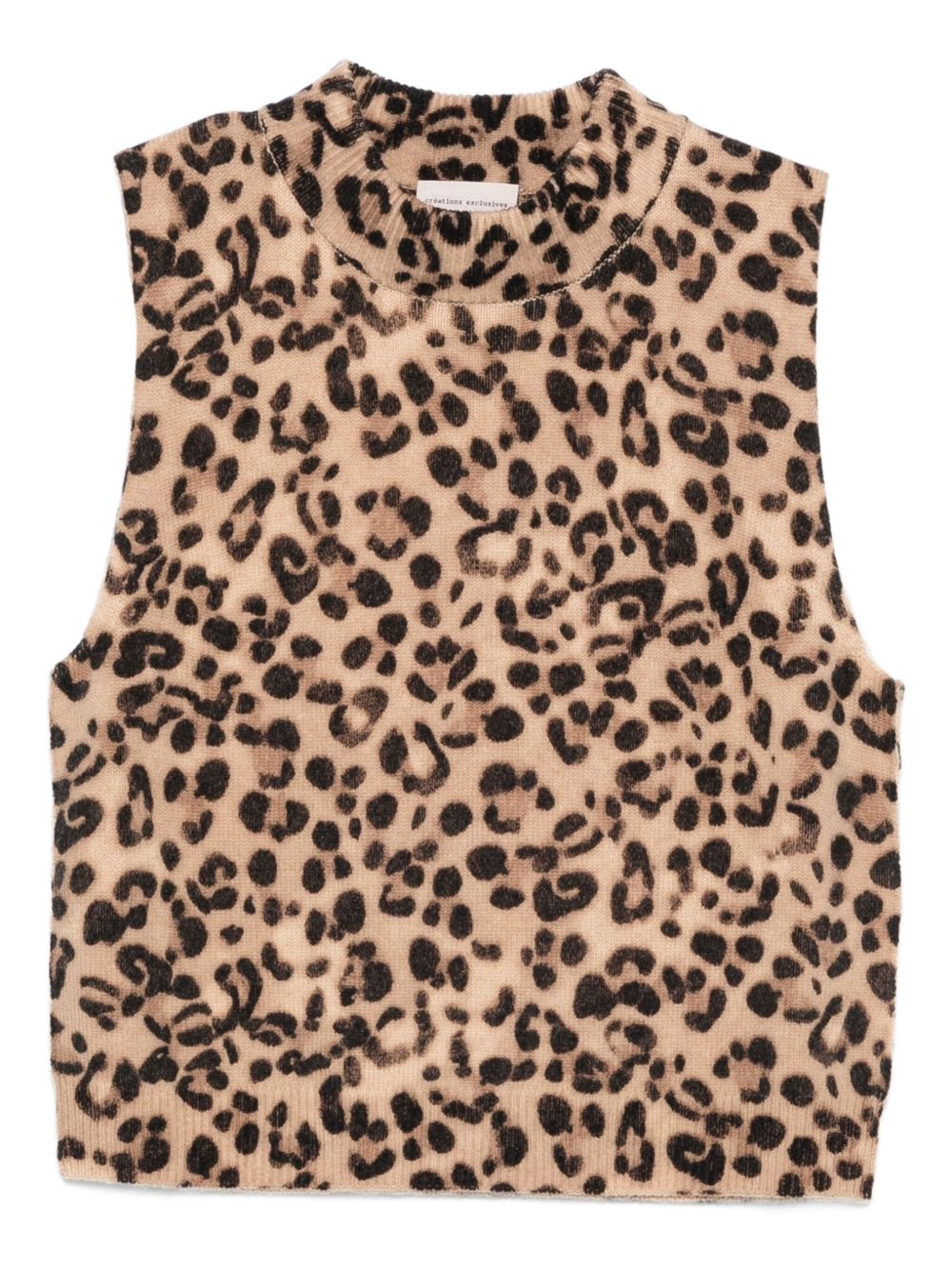 Semicouture Leopard-Print Wool-Cashmere Cropped Vest Brown