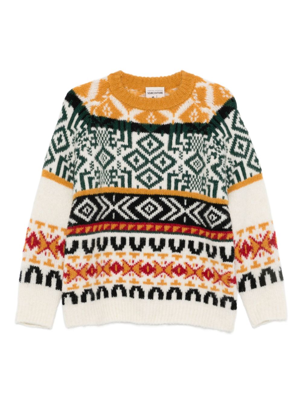 Semicouture Jacquard Crew-Neck Wool-Blend Sweater MultiColour MultiColour