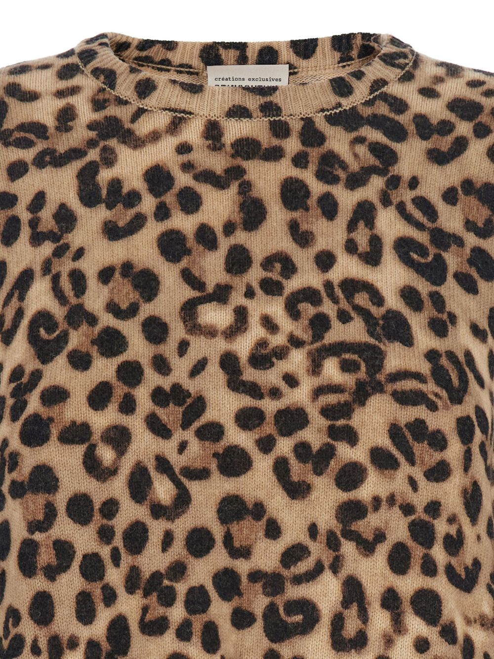 Semicouture Leopard-Print Wool-Cashmere Crewneck Jumper Brown