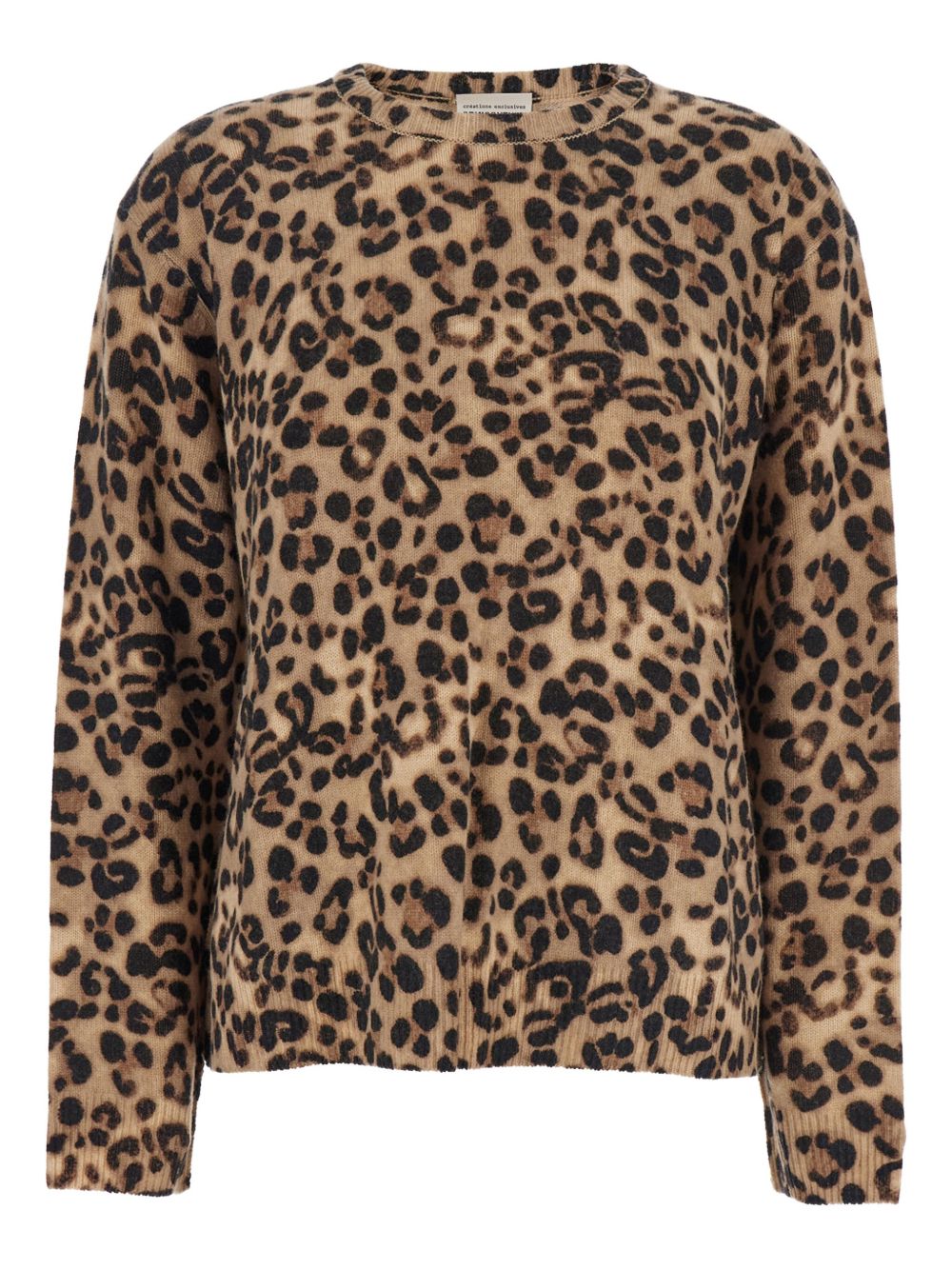 Semicouture Leopard-Print Wool-Cashmere Crewneck Jumper Brown