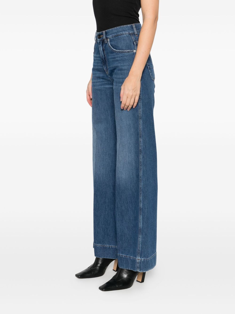 Semicouture Hayley Wide-Leg Blue Denim Jeans Blue