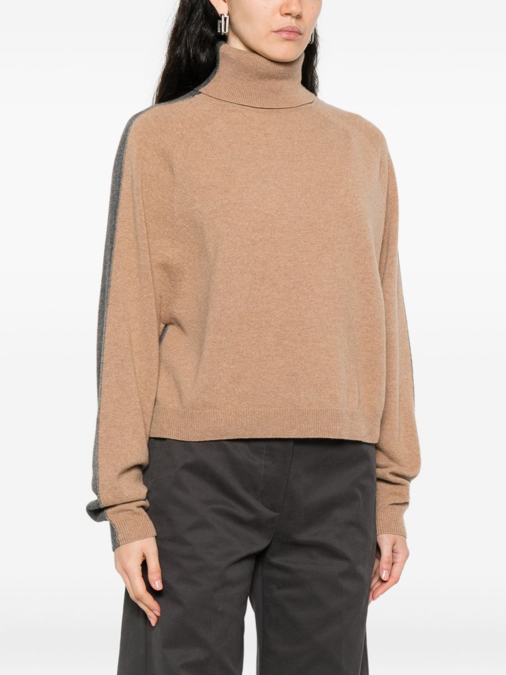 Semicouture Turtleneck Wool and Cashmere-Blend Sweater Beige beige