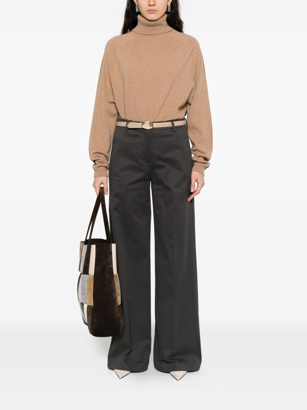 Semicouture Turtleneck Wool and Cashmere-Blend Sweater Beige beige