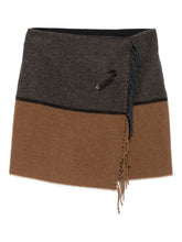 Semicouture Fringed Wool-Blend Wrap Skirt Light Brown