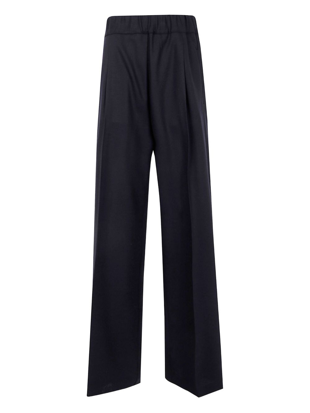 Semicouture Pleated Wool Wide-Leg Trousers Black Black