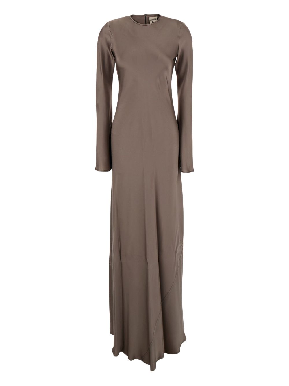 Semicouture Long Satin Dress with Seam Detail Beige
