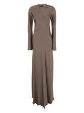 Semicouture Long Satin Dress with Seam Detail Beige