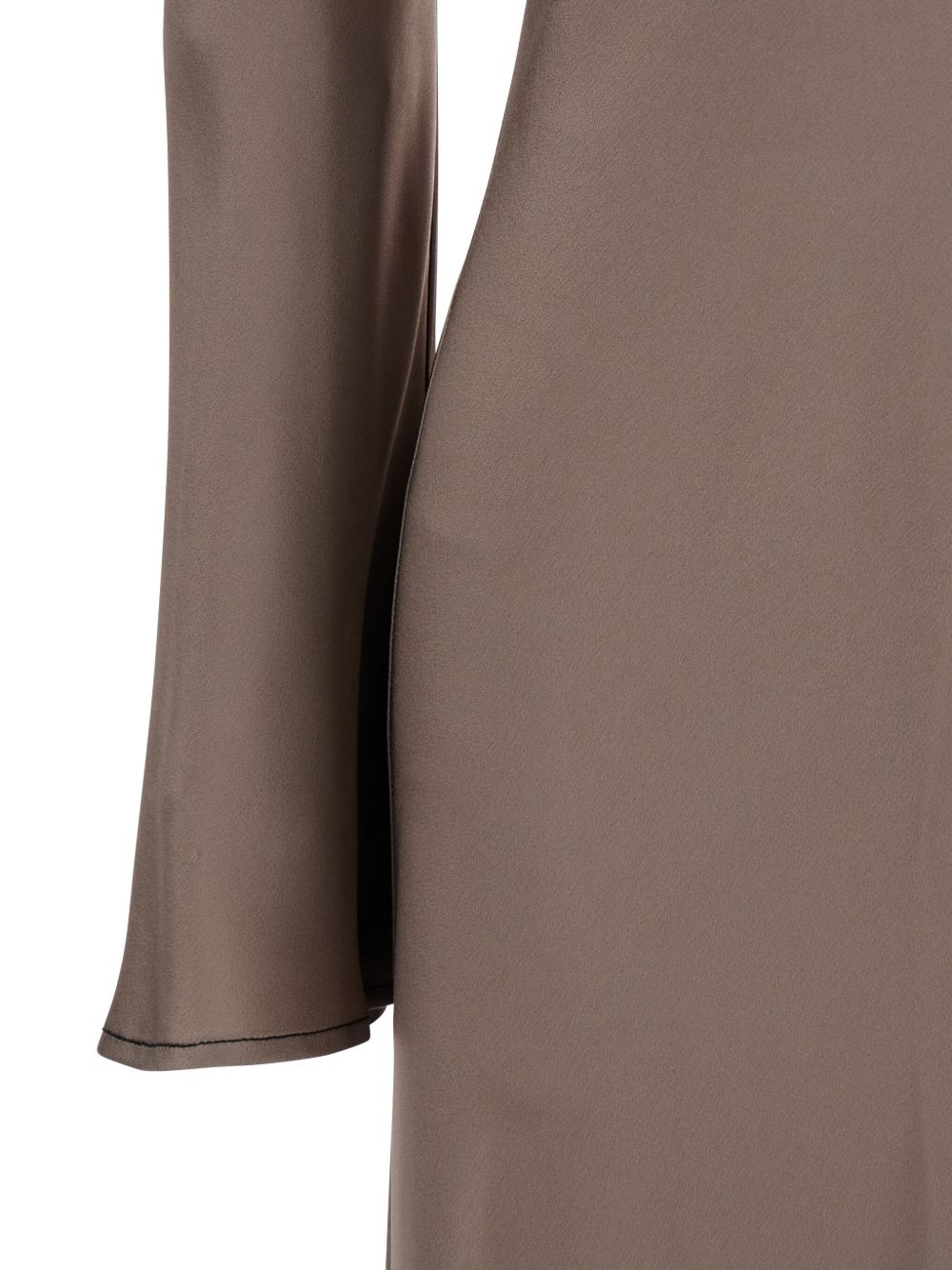 Semicouture Long Satin Dress with Seam Detail Beige