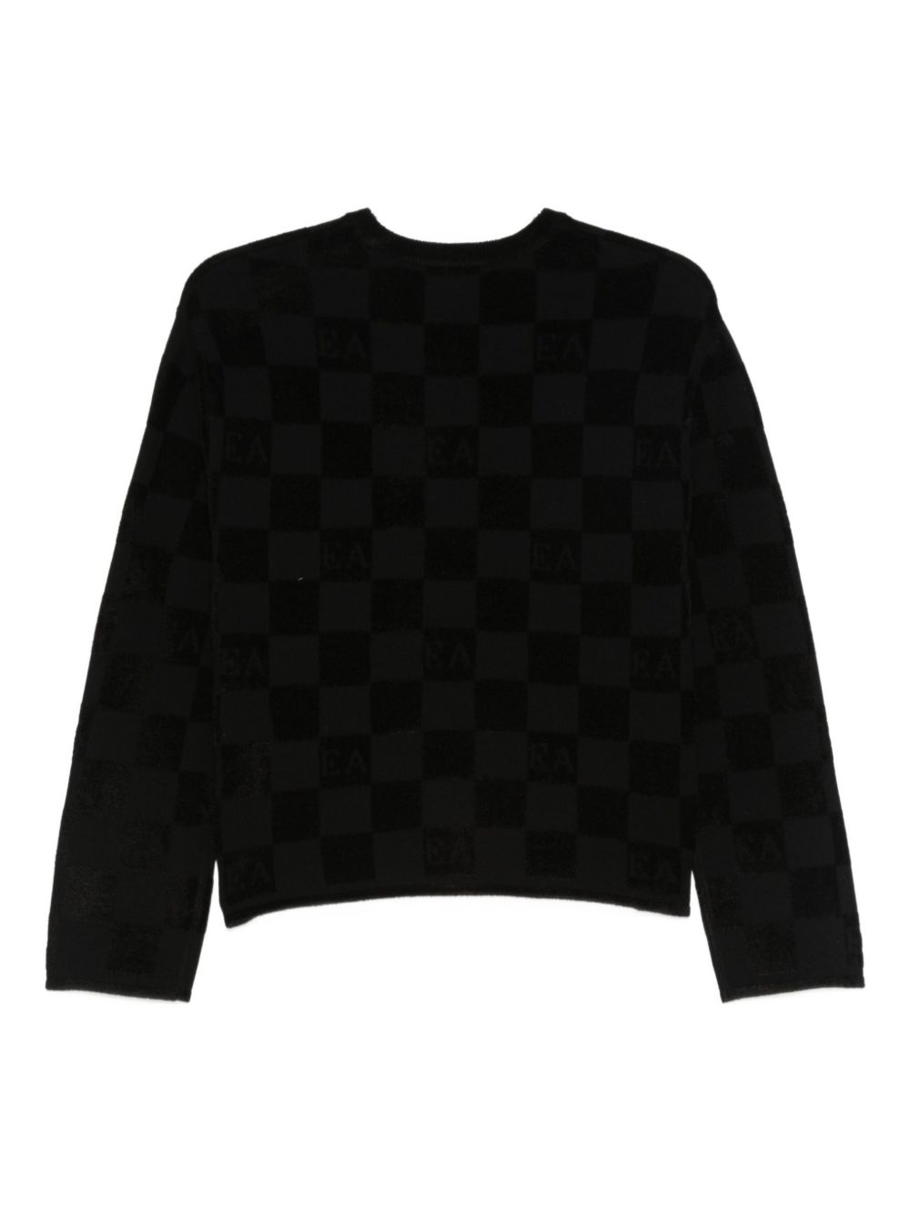 Emporio Armani Check Crewneck Sweater in Black Black