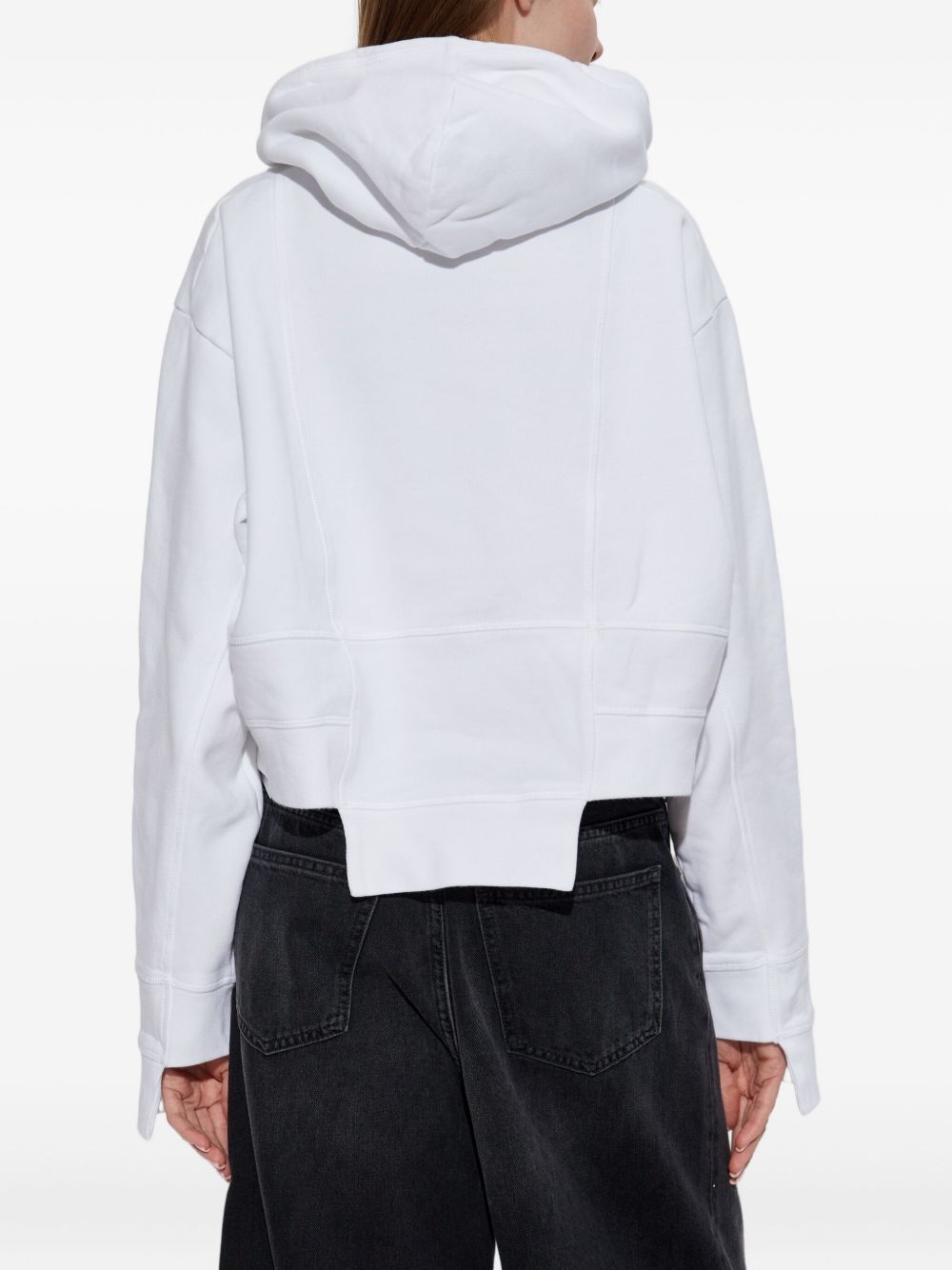 Dsquared2 Cropped Cotton Hoodie with Drawstring and Logo Print White White