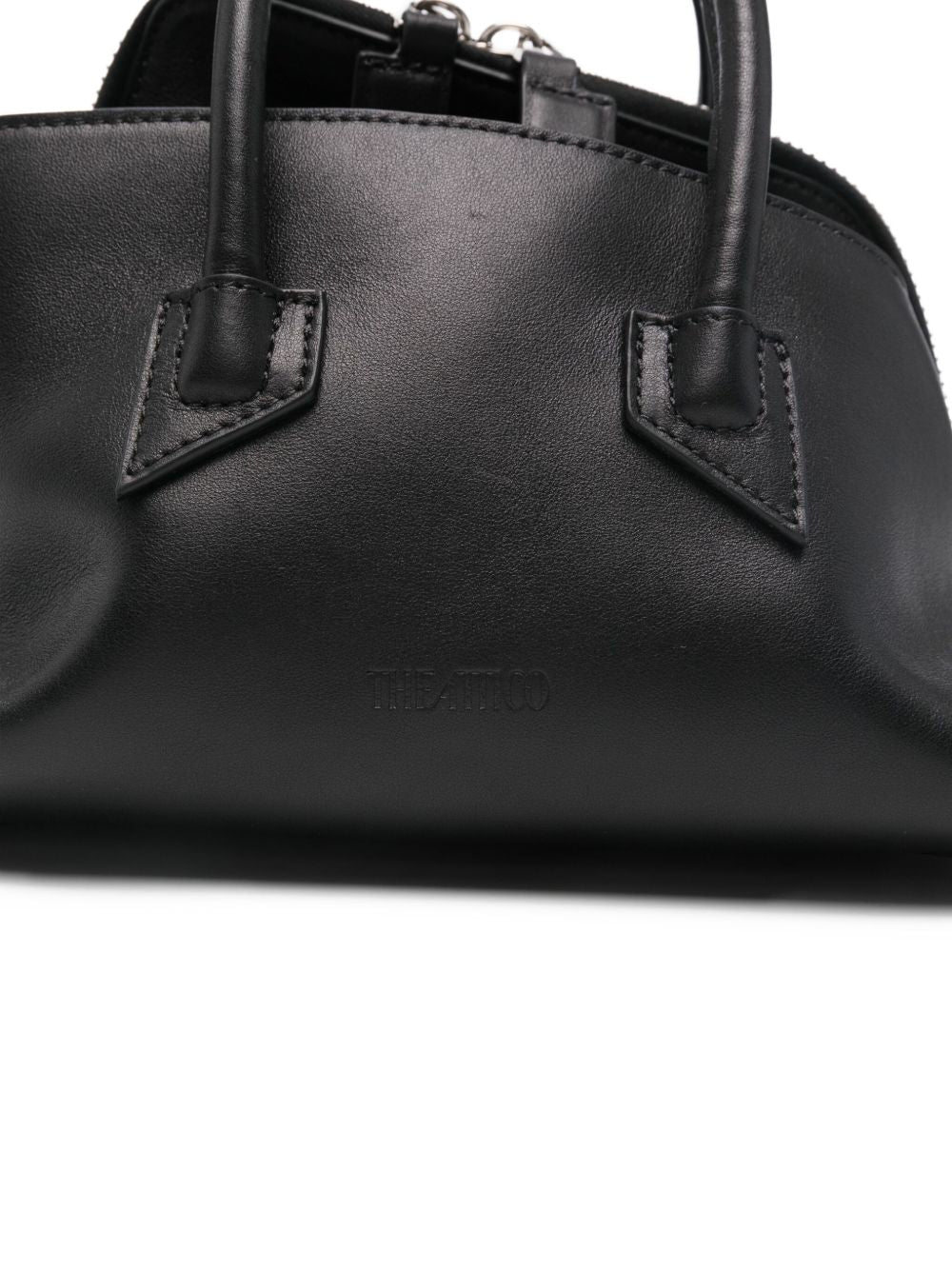 The Attico La Passeggiata Mini Leather Shopper Bag Black