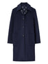 Tory Burch Wool Jacquard Notched Collar Coat Blue