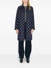 Tory Burch Wool Jacquard Notched Collar Coat Blue