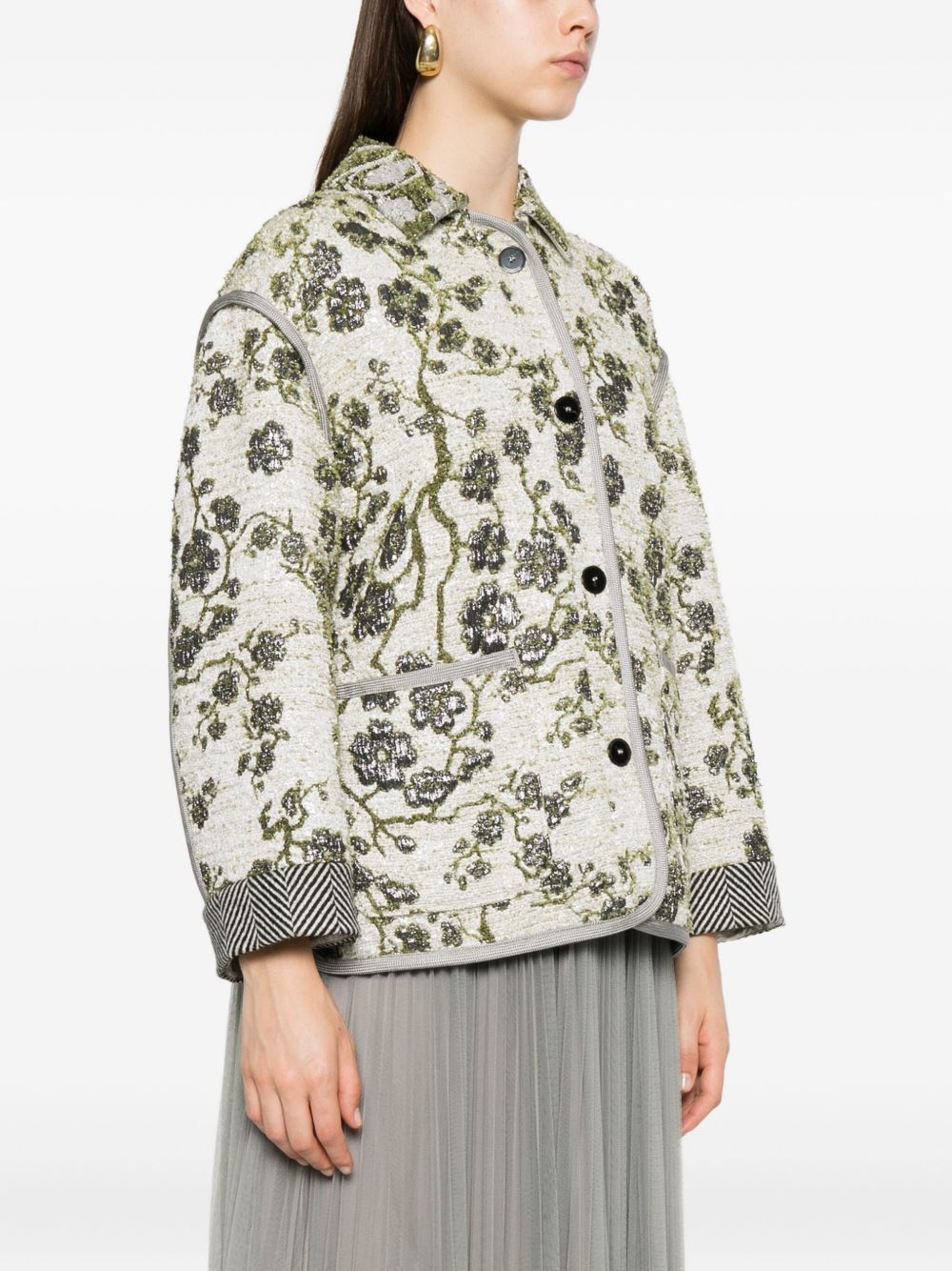 Forte Forte Floral Jacquard Single-Breasted Jacket Ivory ivory
