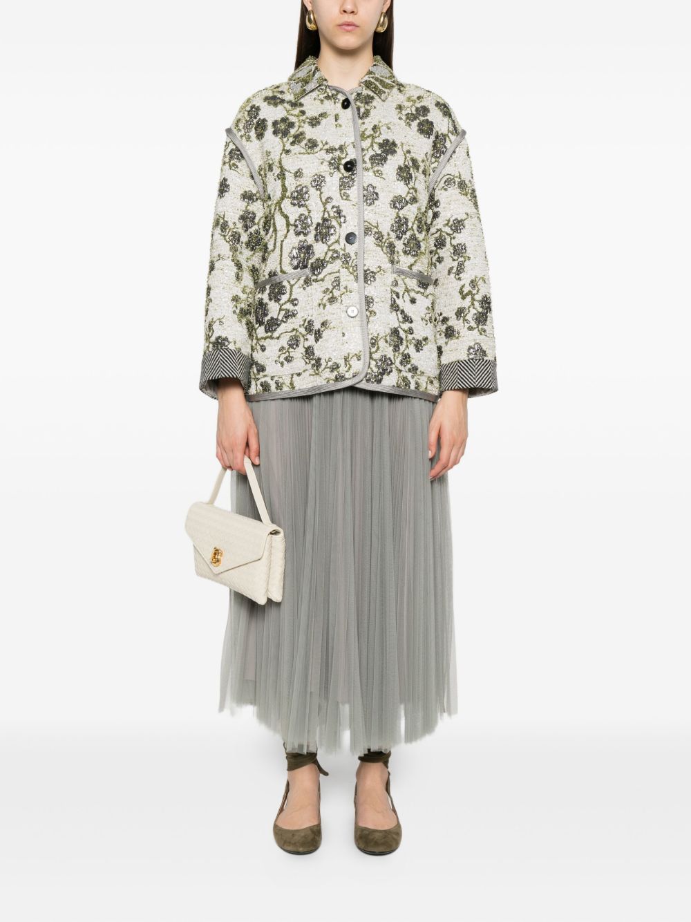 Forte Forte Floral Jacquard Single-Breasted Jacket Ivory ivory