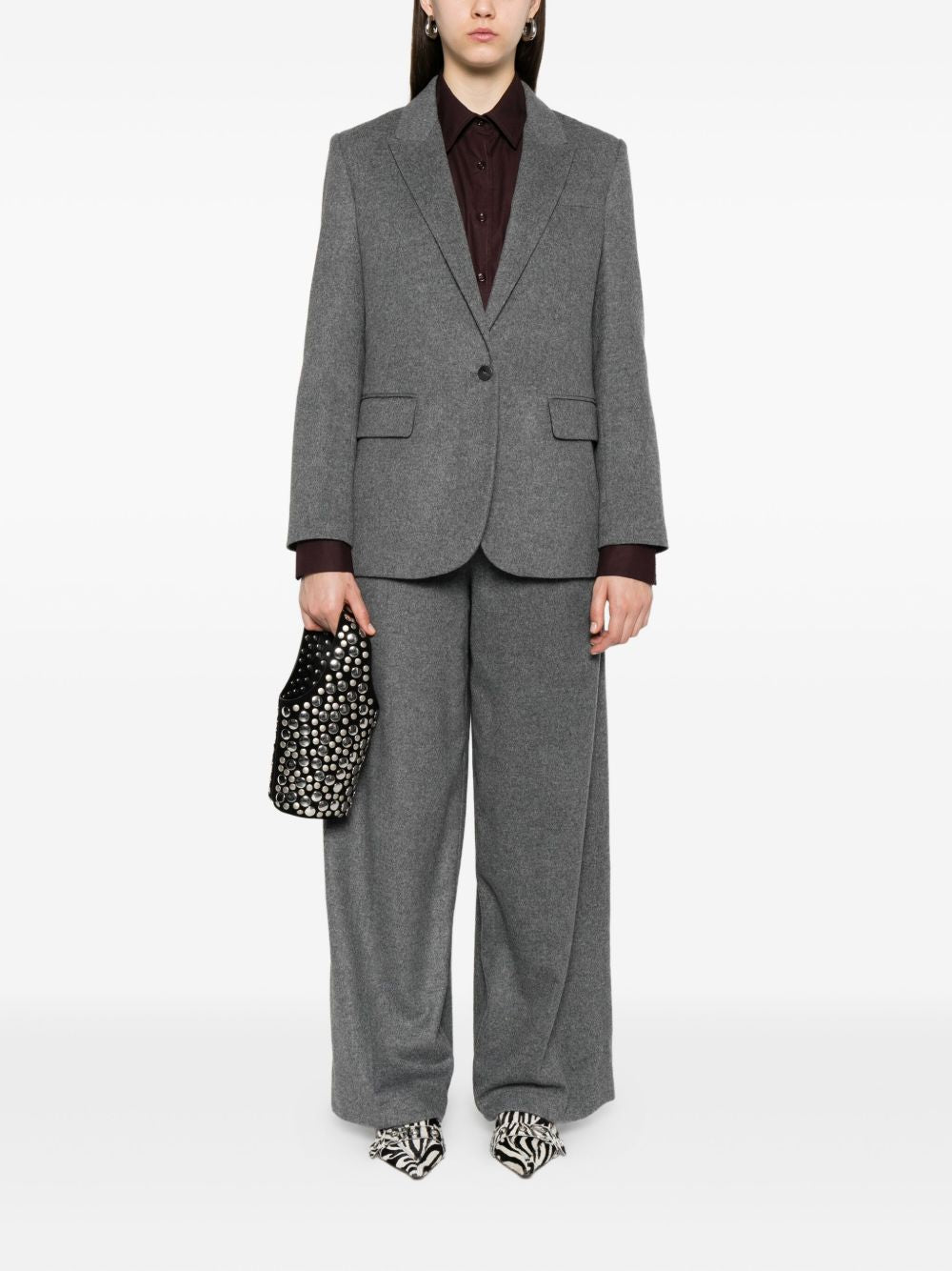 Forte Forte High-Waist Straight-Leg Trousers Grey