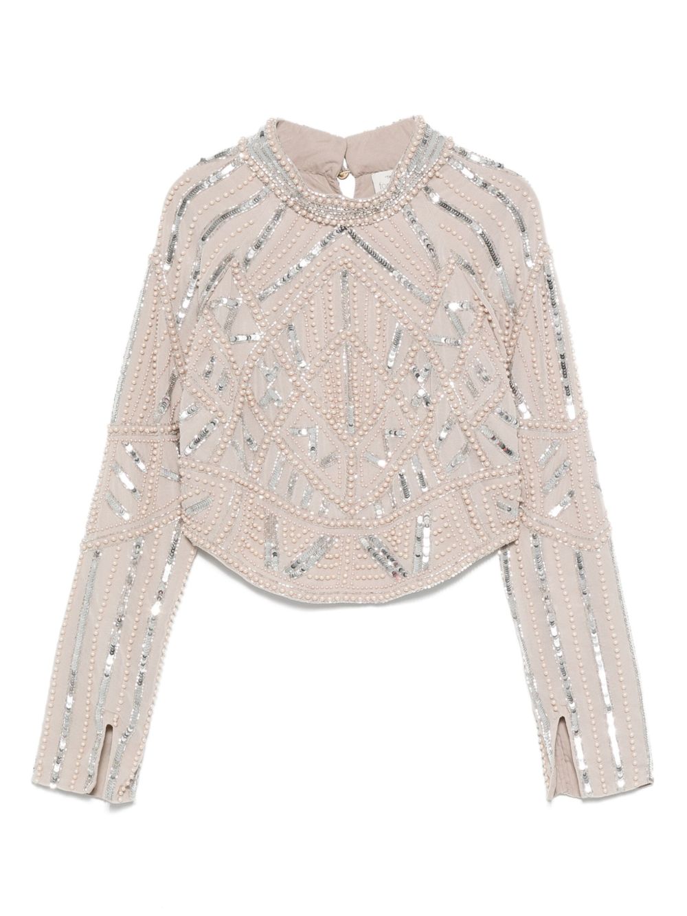 Forte Forte Ivory Sequin and Faux Pearl-Embellished Long-Sleeved Shirt Ivory