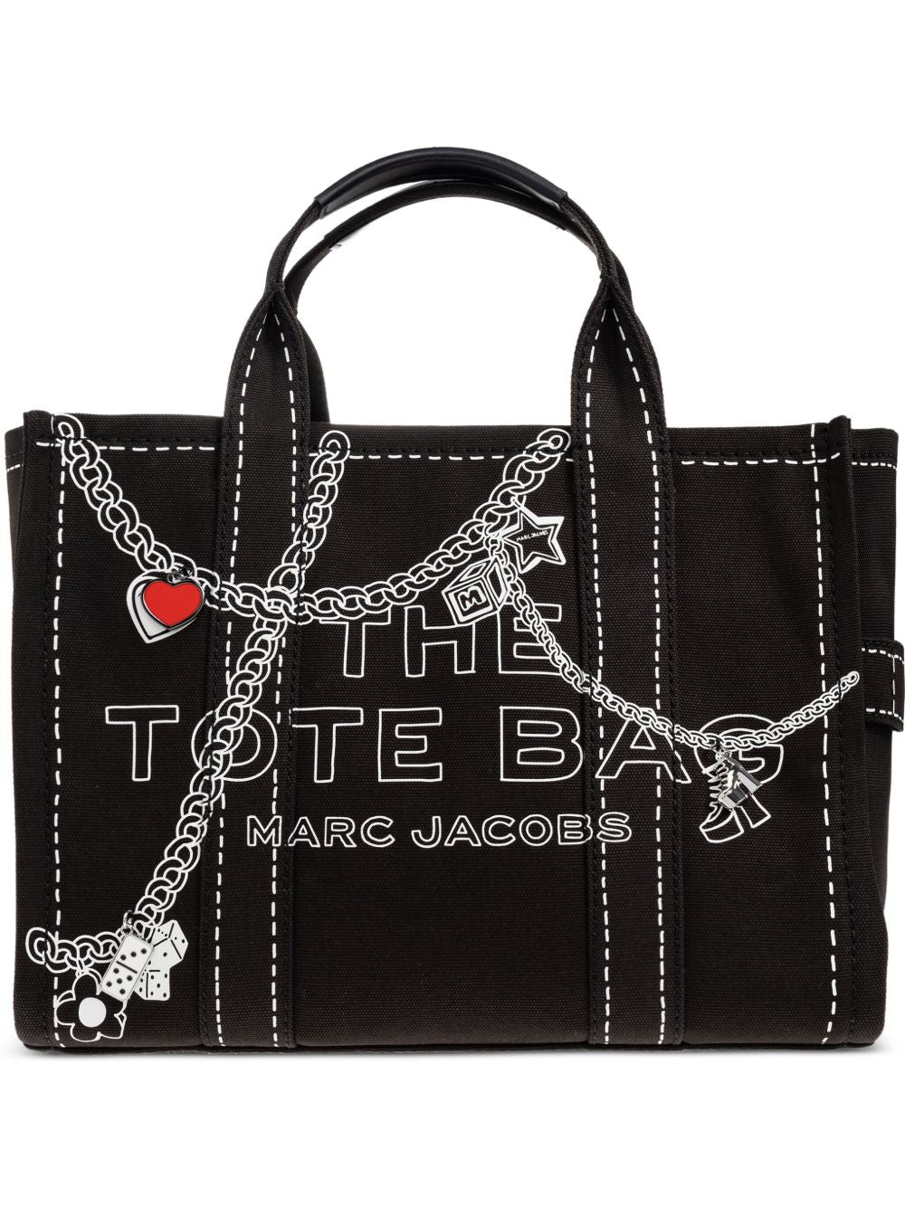 Marc Jacobs Chain-Print Medium Canvas Tote Bag Black