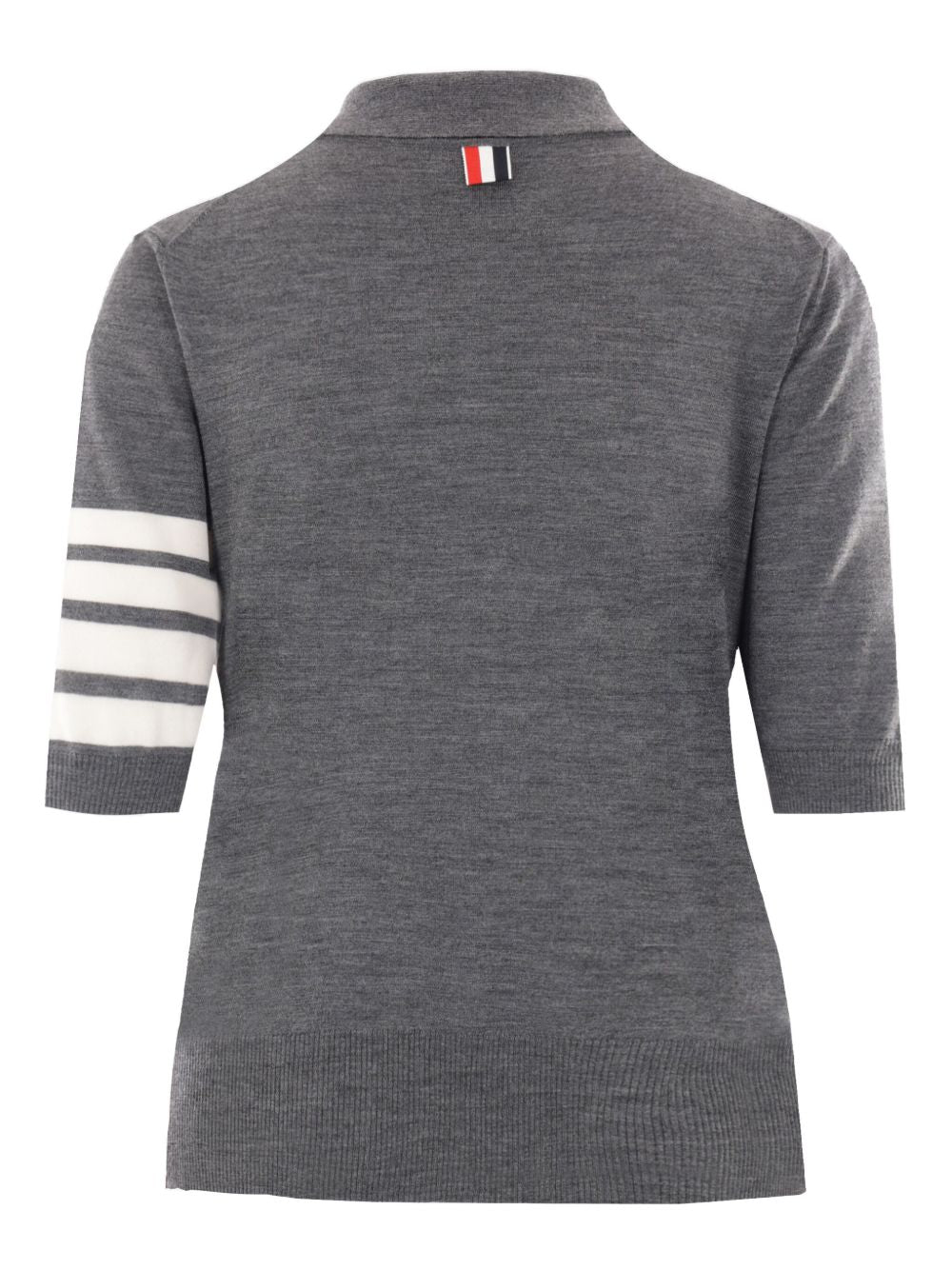 Thom Browne Virgin Wool Polo Shirt with Logo Patch Grey