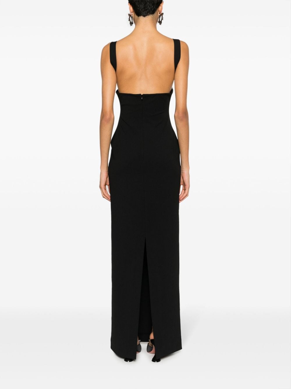 Solace London Joni Stretch-Crepe Square-Neck Maxi Dress Black