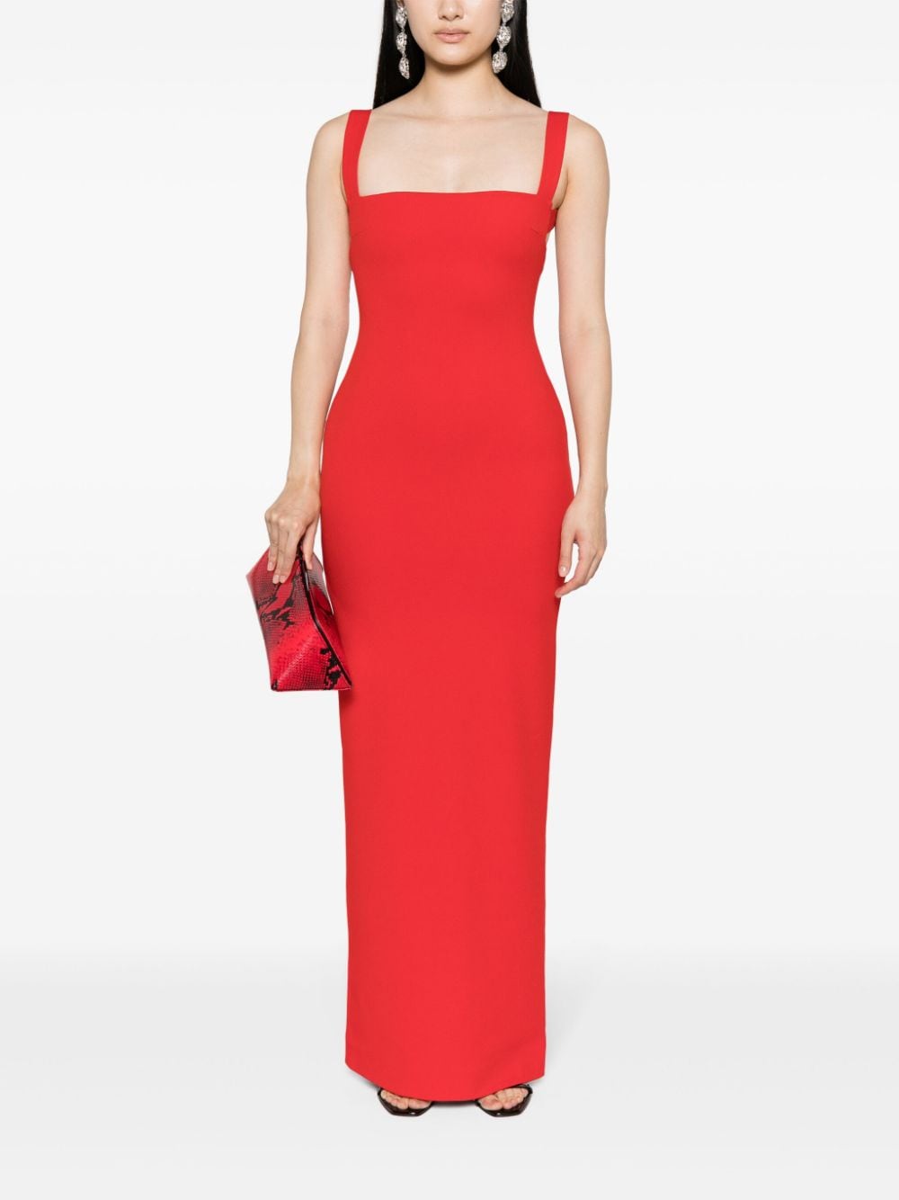 Solace London Joni Square-Neck Sleeveless Crepe Maxi Dress Red