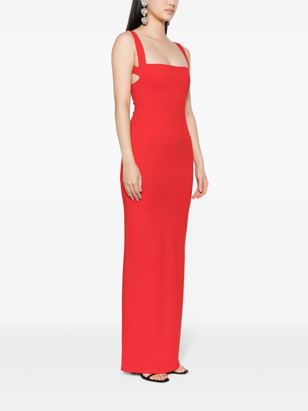 Solace London Joni Square-Neck Sleeveless Crepe Maxi Dress Red