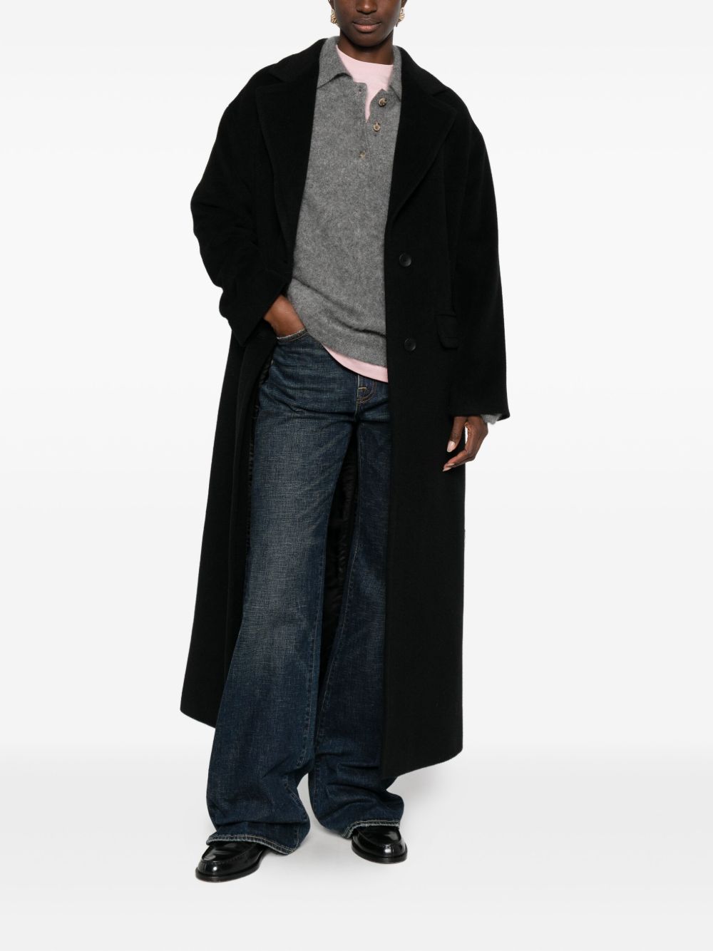 Tagliatore Single-Breasted Wool Coat with Notched Lapel Black