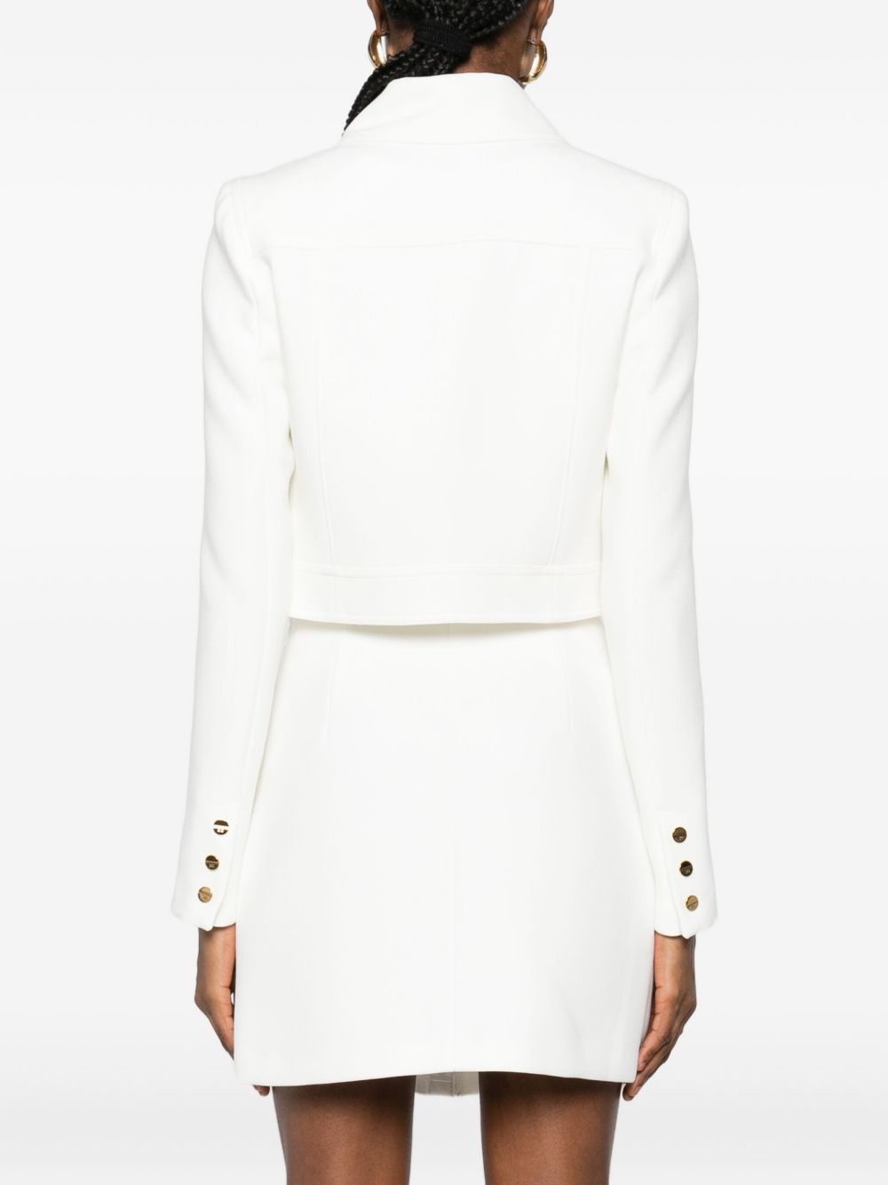 Elisabetta Franchi Double-Breasted Ivory Jacket with Patch Pockets Ivory