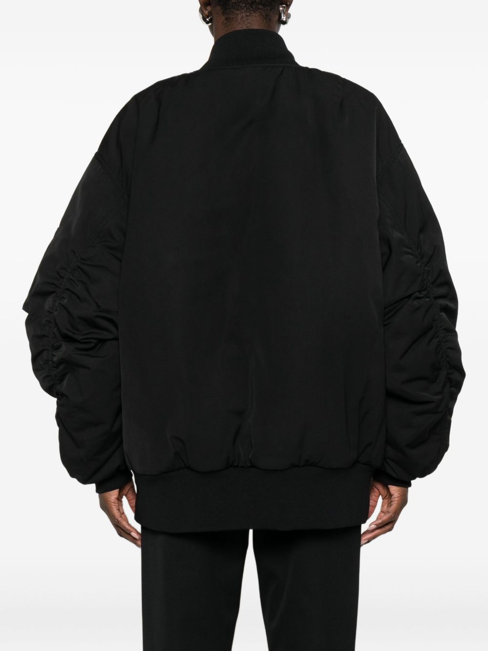 Dolce & Gabbana Matelassé Zip-Up Jacket with Ruched Sleeves Black Black