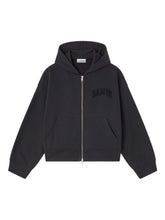 Ganni Organic Cotton Zipped Hoodie in Black Black