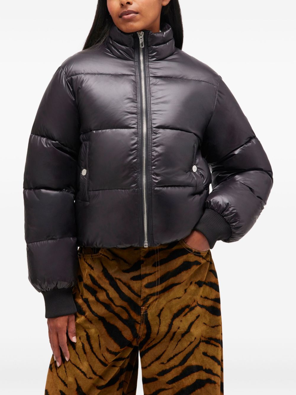 Ganni High-Neck Recycled Nylon Puffer Jacket Black Black