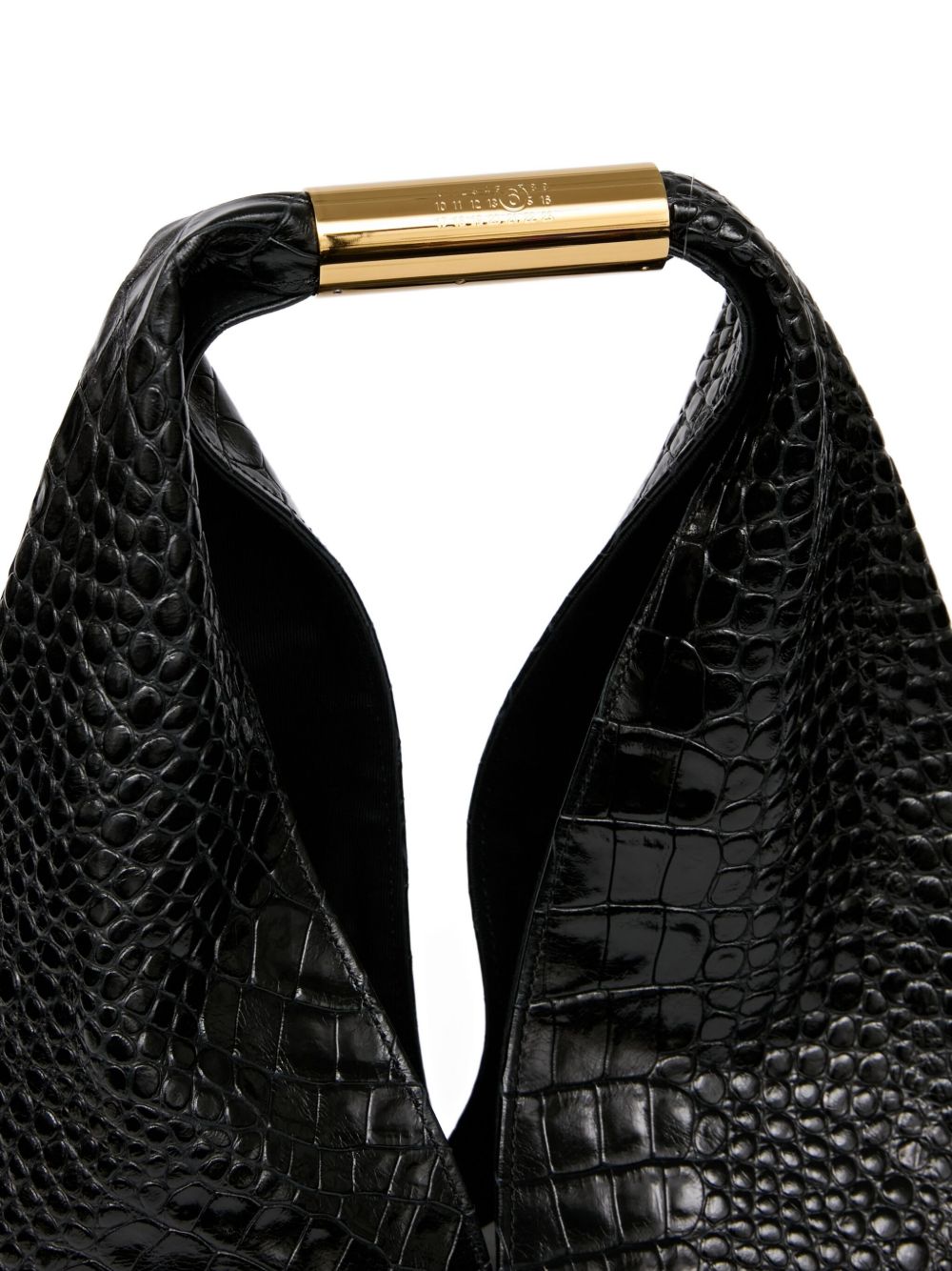 MM6 Maison Margiela Japanese Medium Croc-Embossed Leather Handbag Black