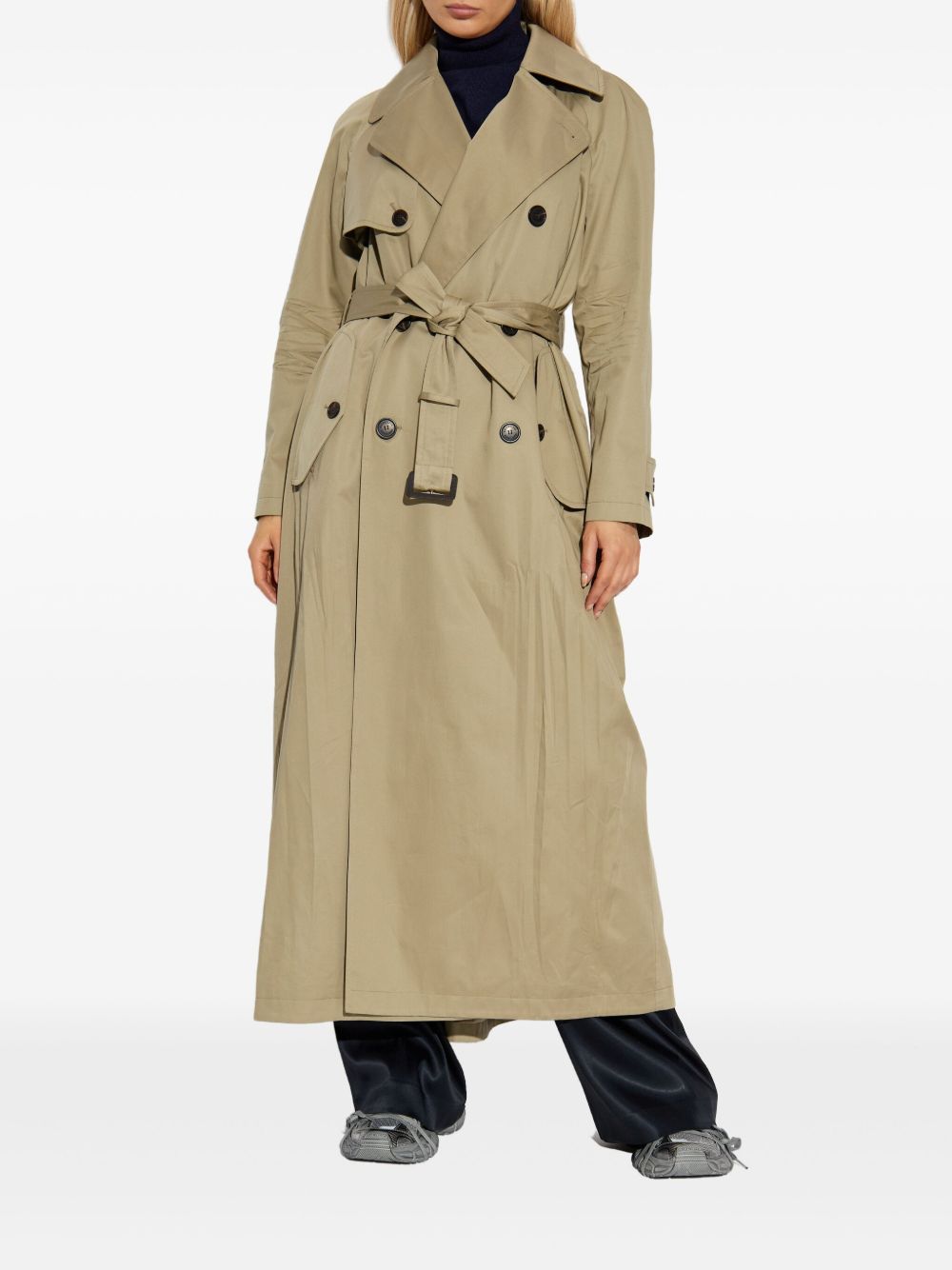 Balenciaga Double-Breasted Belted Trench Coat Beige Beige